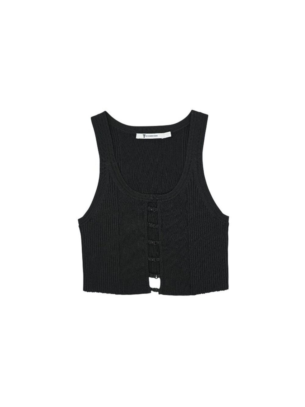 T Alexander Wang Bra Strap Cropped Tank in Black